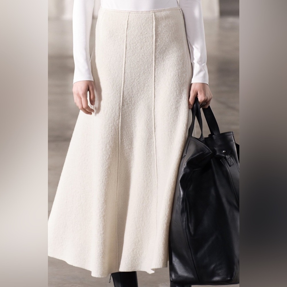 Zara Textured Midi Wool Blend Skirt